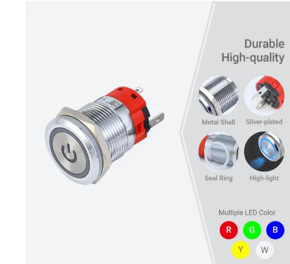 19mm 3a पुश बटण स्विच
